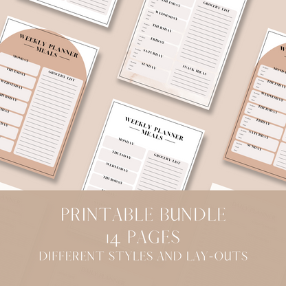 Meal Planner Bundle including grocery list